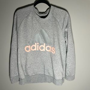 Addidas grey sweatshirt pink detailing; size XL